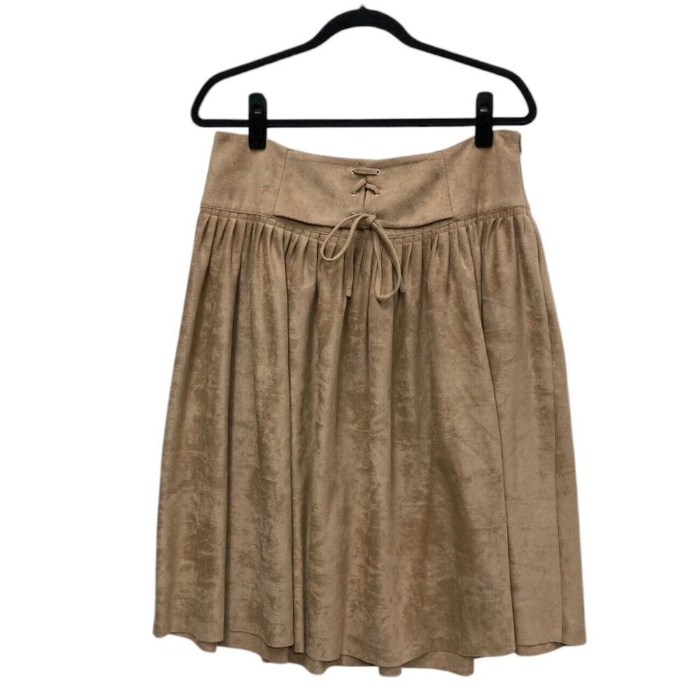 Indigo‎ Thread Co. Faux Suede Tan Skirt, Size 12, Western Prairie Peasant NEW